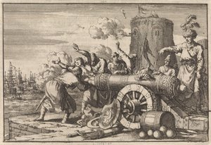 A francia Algír bombázása során az algériaiak ágyúba töltik a francia konzult, és megölték, 1683 alkotó: Jan Luyken