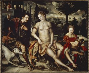 David és Bethsabee - Olaj, fa alkotó: Jan Massys or Metsys