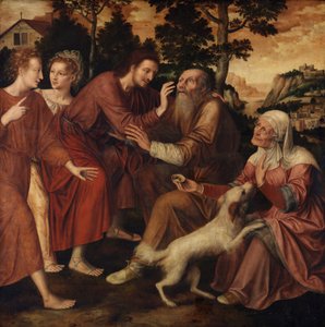 Tobit gyógyulása (olaj a panelen) alkotó: Jan Massys or Metsys
