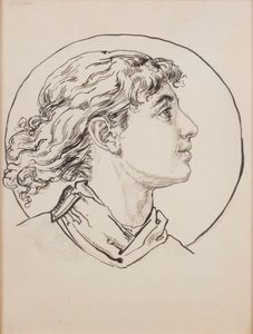 A Szent Mária-templom polikrómiájához készült karton – Angyalfej alkotó: Jan Matejko
