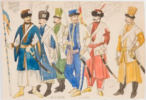Jelmeztervek – Férfi alakok sorozata katonai egyenruhában alkotó: Jan Matejko