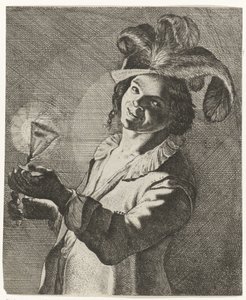 Mosolygó fiú egy pohárral a kezében alkotó: Jan Matham (possibly)