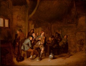 Dohányzó és zenélő figurák egy fogadóban, 1640 körül (olaj, panel) alkotó: Jan Miense Molenaer