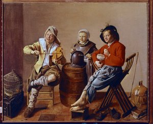 Két fiú és egy lány zenél (fest alkotó: Jan Miense Molenaer