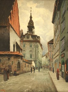 A régi új zsinagóga és a zsidó városháza, Prága alkotó: Jan Minarik