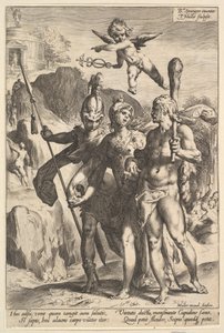 Herkulesnek megmutatják a hegyes utat a Halhatatlan Hírnév Templomához a Társaságban..., kb. 1591. alkotó: Jan Muller