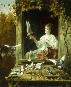 A madarak etetése alkotó: Jan Pieter Portielje