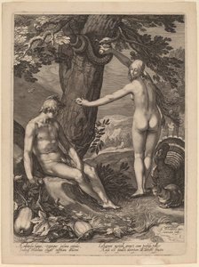 Az ember megkísértése alkotó: Jan Pietersz Saenredam after Abraham Bloemaert