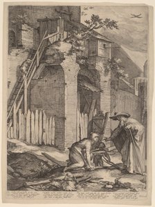 Illés próféta Sarepta özvegyével alkotó: Jan Pietersz Saenredam, after Abraham Bloemaert