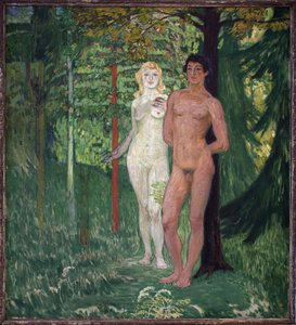 Ádám és Éva. Jan Preisler (1872-1918) festménye, Olaj, vászon