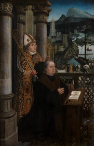 Részlet a donorról Szent Miklóssal és az adományozó feleségéről Szent Godelivával, 1515-21 körül (olaj, tábla) alkotó: Jan Provoost