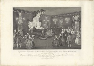 Szoba IV. Vilmos herceg fenségével, 1751 Representation Perspective de la Salle de Parade (...) Perspektíva A felvonulási terem képe, amelyben a Lyk van Zyne Doorl. Egy yder fensége ki volt állítva (cím az objektumon) Lebegő ágy, W alkotó: Jan Punt