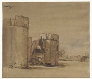 Kilátás a Honingen kastélyra Rotterdam közelében alkotó: Jan Ruyscher (attributed to)