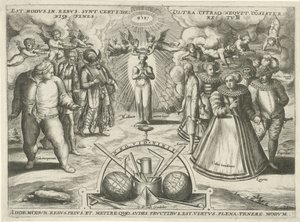 Mértékletesség a megszemélyesített bűnökkel Est modus.in.rebus. sunt. certi.de: (...) (cím az objektumon) alkotó: Jan Snellinck (I) (attributed to)