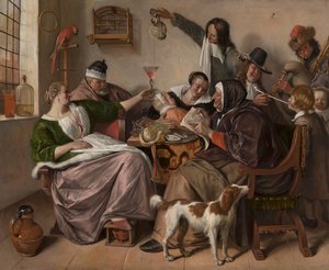 „Ahogy az öregek énekelnek, úgy fütyülnek a fiatalok“ alkotó: Jan Steen