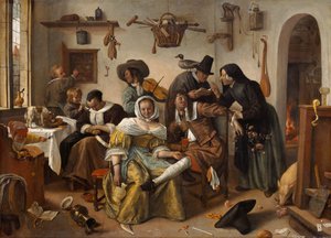 Óvakodj a luxustól ("In Weelde Siet Toe") alkotó: Jan Steen