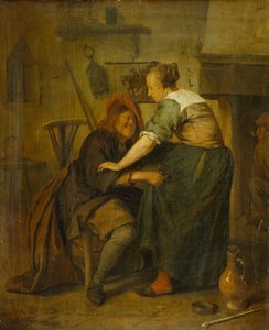 Fogadó vendéggel és szolgálólánnyal („A tolakodó vendég“) alkotó: Jan Steen