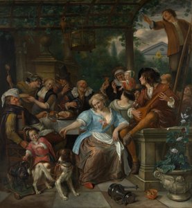 Vidám társaság a teraszon, kb. 1670. alkotó: Jan Havickszoon Steen
