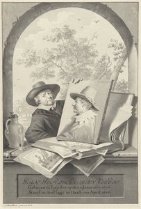 Férfi egy mappával rajzokkal és Jan van Goyen portréjával