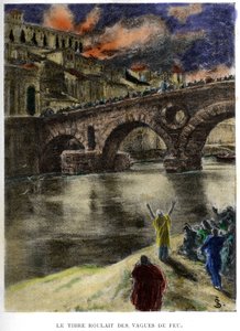 A Tiberis (Tevere) tűzhullámokat görgetett