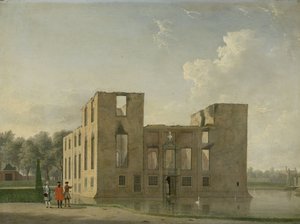 A heemstedei Berckenrode-kastély hátulnézete a tűzvész után Berkenrode kastély, Heemstede, az 1747. május 4-5-i tűzvész után: Hátulnézet alkotó: Jan Ten Compe