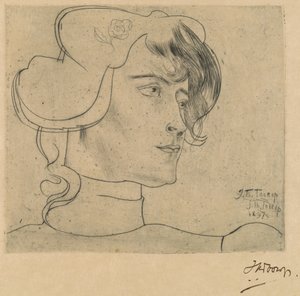 Egy nő feje (Marguérite Adolphine Helfrich) alkotó: Jan Toorop