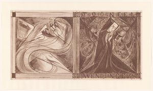 Twists borítója egy apácával virágokkal és két szellemmel, az egyik maszkkal a kezében alkotó: Jan Toorop
