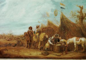 Halte de cavaliers (olaj, fa) alkotó: Jan Van Der Stoffe