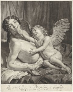 Venus en Amor Buja Vénusz és Szelíd Ámor (cím a tárgyon) alkotó: Jan Verkolje (I)