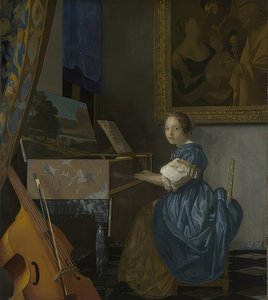 Fiatal nő ül egy szűziesnél. 1670-72 körül alkotó: Jan Vermeer van Delft