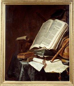 Könyvek és hangszerek Jan Vermeulen (1638-1674) festményei 17. század V. 0,78x0,69 m Nantes, musee des Beaux Arts alkotó: Jan Vermeulen