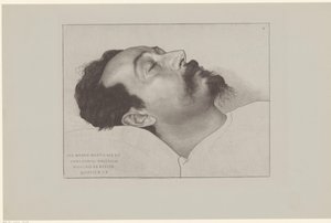 Nicolaas de Roever op zijn doodsbed Így 18903. március 12-én Nicholas de Roever pihentette R.I.P. (cím a tárgyon) alkotó: Jan Veth
