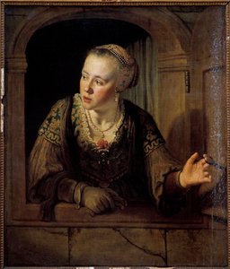Fiatal nő portréja az ablakában Jan Victors (1620-1676) festménye (ec.flam.) 1640 V. 0,93x0,78 m