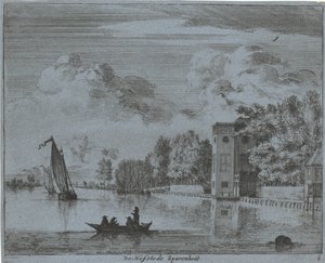 Kilátás a Savenhout tanyára Haarlemben A Hofstede Sparenhout (cím az objektumon) Haarlem tájai (sorozat címe) Gesigten Haarlemen kívül, Kész. J.V.V. (sorozat címe az objektumon)