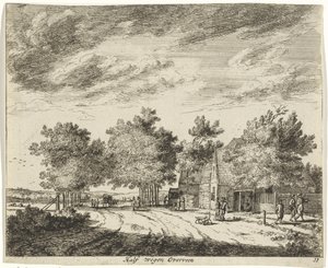 Félig bordázott táj Súly félig Overveen (cím a tárgyon) Haarlem tájai (sorozat címe) Gesigten Haarlemen kívül, Kész. J.V.V. (sorozat címe az objektumon)