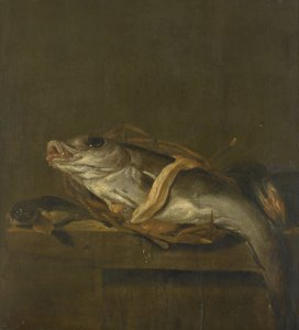 Csendélet foltos tőkehallal és gurnarddal alkotó: Jan Vonck