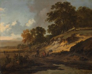 Tájkép vadászokkal, 1660-80 körül (olaj, vászon) alkotó: Jan Wijnants