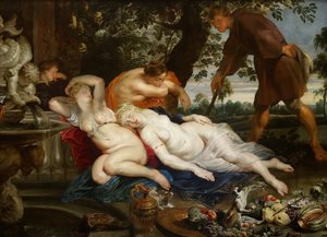 Cymon és Iphigenia – Jan Wildens (1586-1653). Olaj, vászon, c. 1617. Mérete : 208x282 cm. Művészettörténeti Múzeum, Vienne