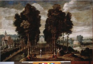 A kastély parkja Jan Wildens (1586-1653) festménye 17. századi Genes, Musei di Strada Nuova (ex Palazzo Bianco)