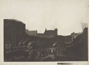 Lodewijk Napóleon meglátogatja a leideni Rapenburg romjait a puskaporos hajó 1807. január 12-i felrobbanása után alkotó: Jan Willem Pieneman