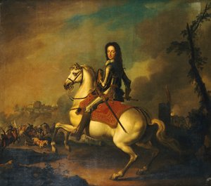 III. Vilmos király portréja a Boyne-i csatában 1690-ben