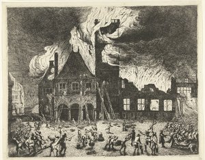 A tűz Amszterdam régi városházában, 1652 Az 1652. július 7-én Amszterdamban leégett régi Stadthuyok ábrázolása