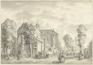 Pieterskerk Utrechtben, a háttérben a Dom alkotó: Jan de Beijer