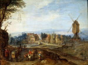 Táj a szélmalomnál Jan Breugel Le Vieux festménye Bruegel de Velours-nak (Brueghel vagy Breughel) alkotó: Jan the Elder Brueghel