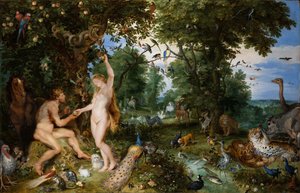 Az édenkert az ember bukásával, c. 1615. alkotó: Jan the Elder Brueghel