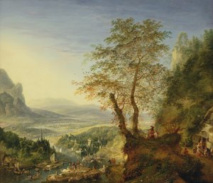 Capriccio folyó táj, 1700 körül (olaj, réz)