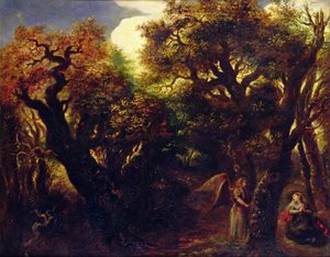 Erdős táj Hágárral és az angyallal, 1645 körül