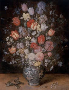 Still Life Of Flowers In A Wooden Tub