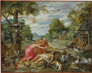 Ábel halála, Ádám és Éva történetéből alkotó: Jan Brueghel the Younger