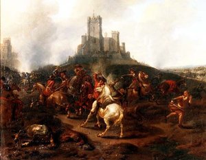 Lovassági összecsapás egy erőd előtt alkotó: Jan van (attr. to) Huchtenburgh